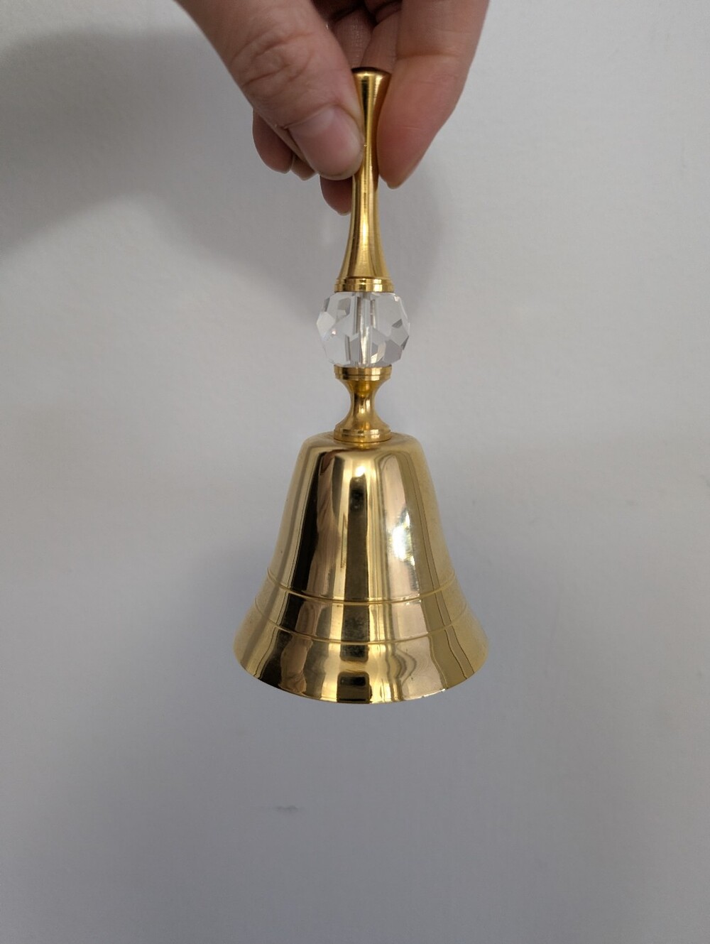 Vintage Y2k Brass Golden Bell Crystal Pretty Trinket Shiny Gold Sparkle Boho MCM